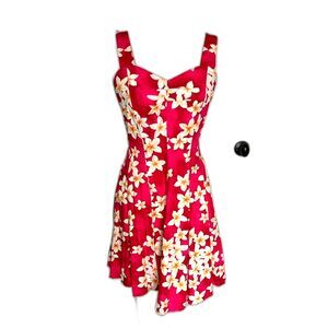 VINTAGE Royal Creations Made in Hawaii PinkFloral Sweetheart Mini Sundress Small